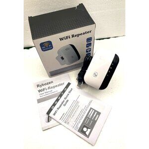 Rybozen WiFi Repeater 300Mbps Wireless‑N Range Extender w/Box Manuals Ethernet
